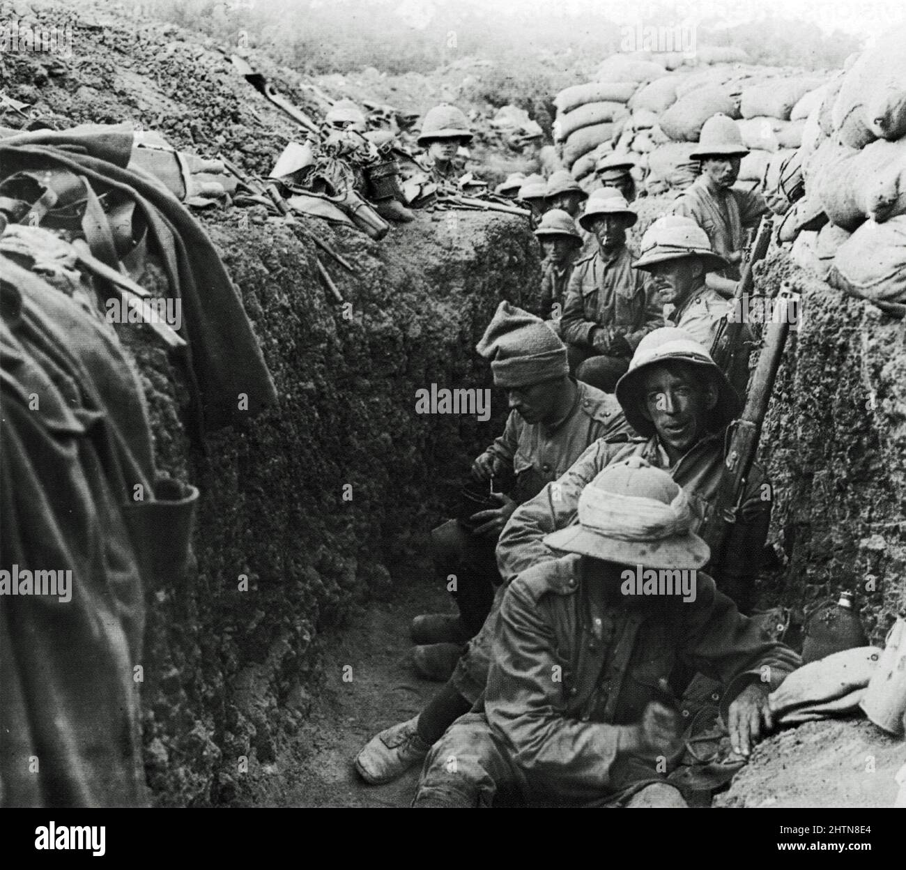 Truppen der Royal Irish Fusiliers in den Schützengräben von Gallipoli im Herbst 1915 Stockfoto