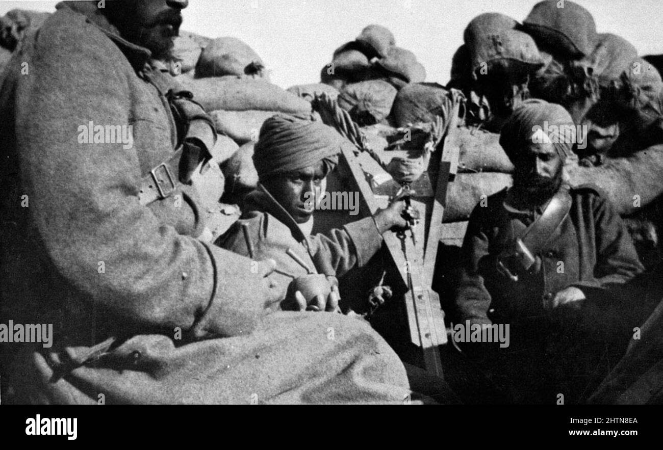 Indische Soldaten der indischen Brigade von 29. in den Schützengräben von Gallipoli während des Ersten Weltkriegs. Stockfoto