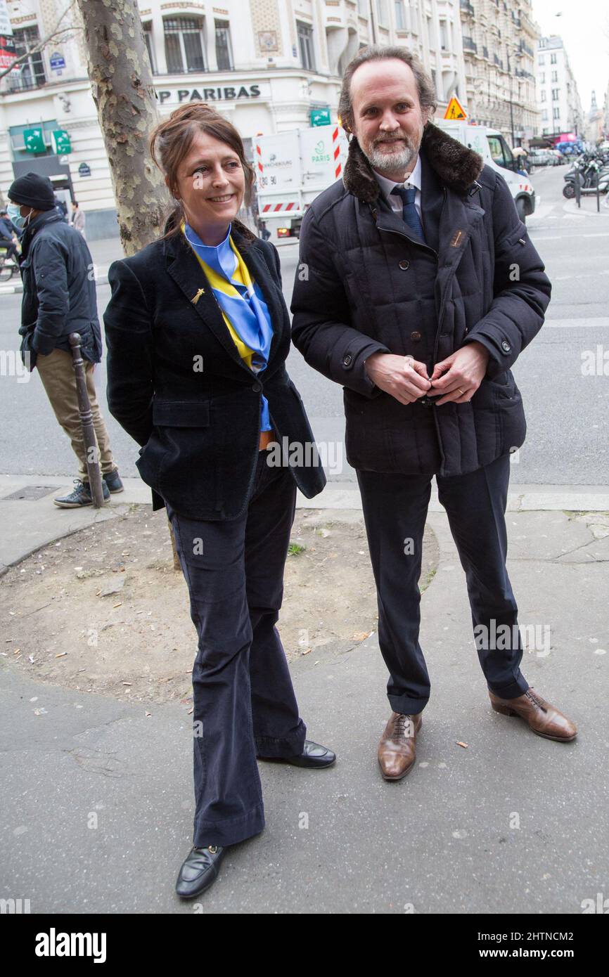 Paris, Frankreich. Am 01. März 2022 nimmt Jean-Marc Dumontet am 01. März 2022 in Paris, Frankreich, am Treffen SOS Ukraine - Solidarity mit Kiewer Widerstandskämpfern und dem mutigen Präsidenten Wolodymir Zelensky Teil. Foto von Nasser Berzane/ABACAPRESS.COM Stockfoto