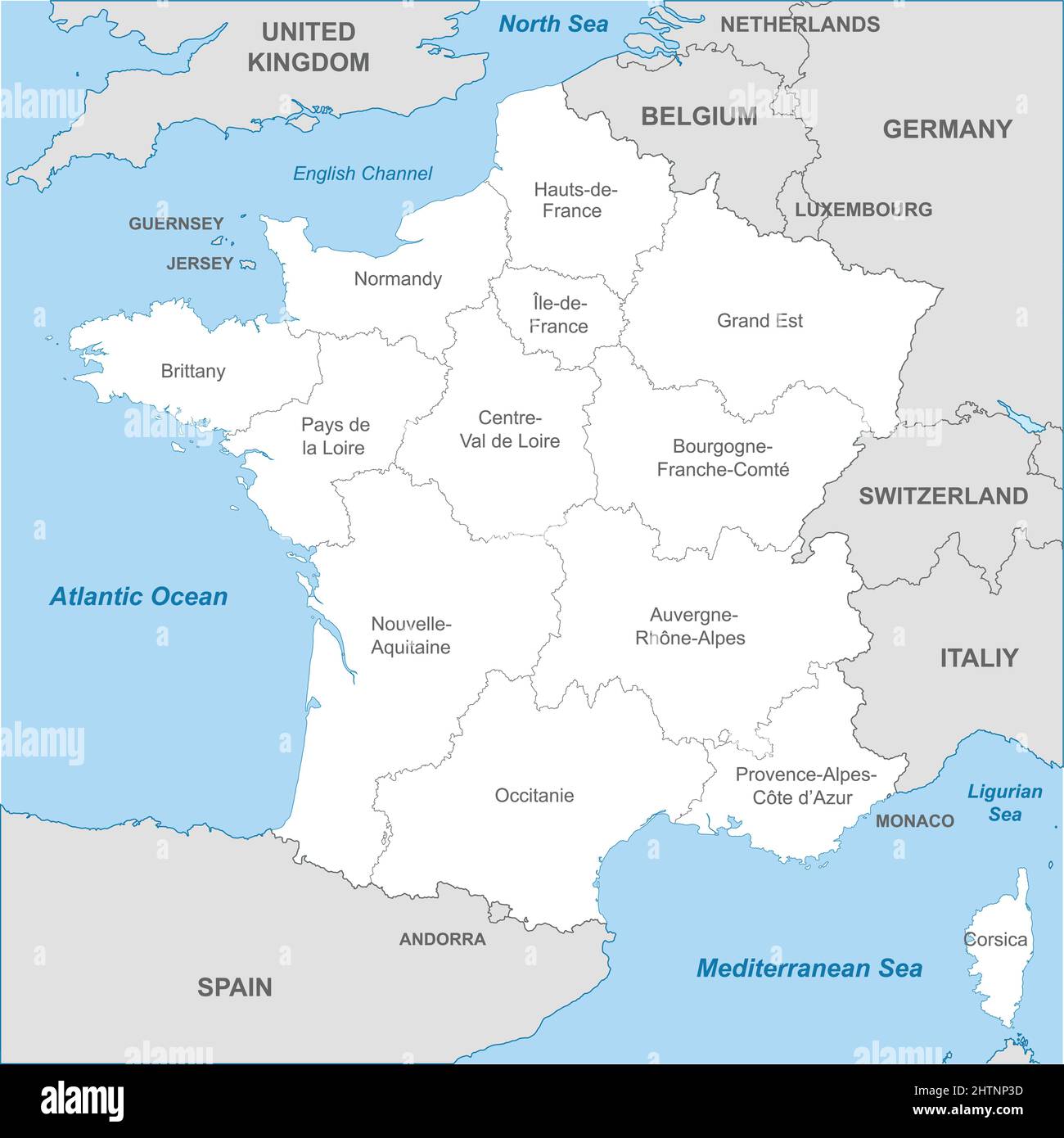 Landkarte Von Frankreich Mit Regionen Politische Landkarte von Frankreich mit Grenzen zu Regionen und Ländern