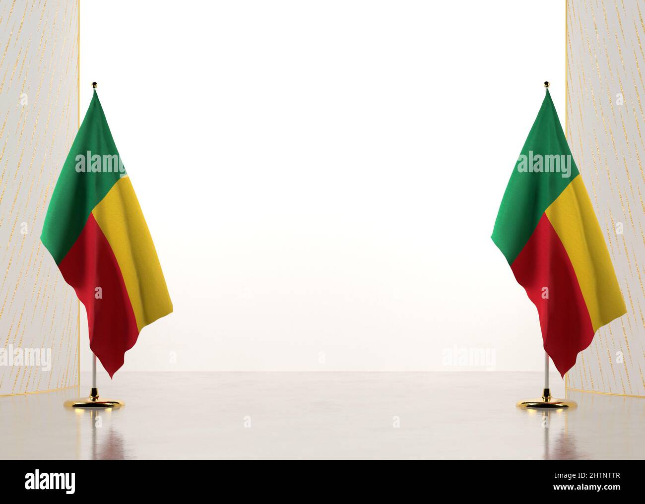 Grenze mit Benin Nationalflagge gemacht. Vorlagenelemente für Ihr Zertifikat und Diplom. Horizontale Ausrichtung. 3D Abbildung. Stockfoto
