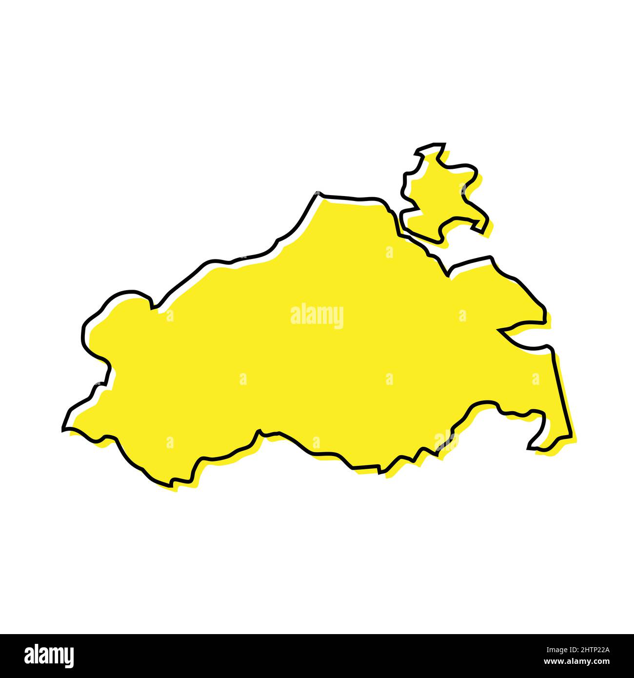Einfache Übersichtskarte von Mecklenburg-Vorpommern ist ein Bundesland von Deutschland. Stilisiertes, minimalistisches Liniendesign Stock Vektor