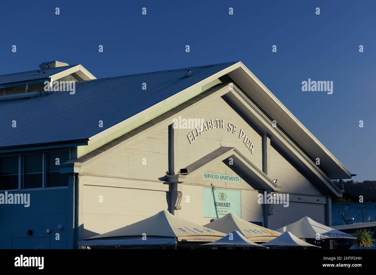 Der Elizabeth Street Pier in Hobart, Tasmanien. Stockfoto