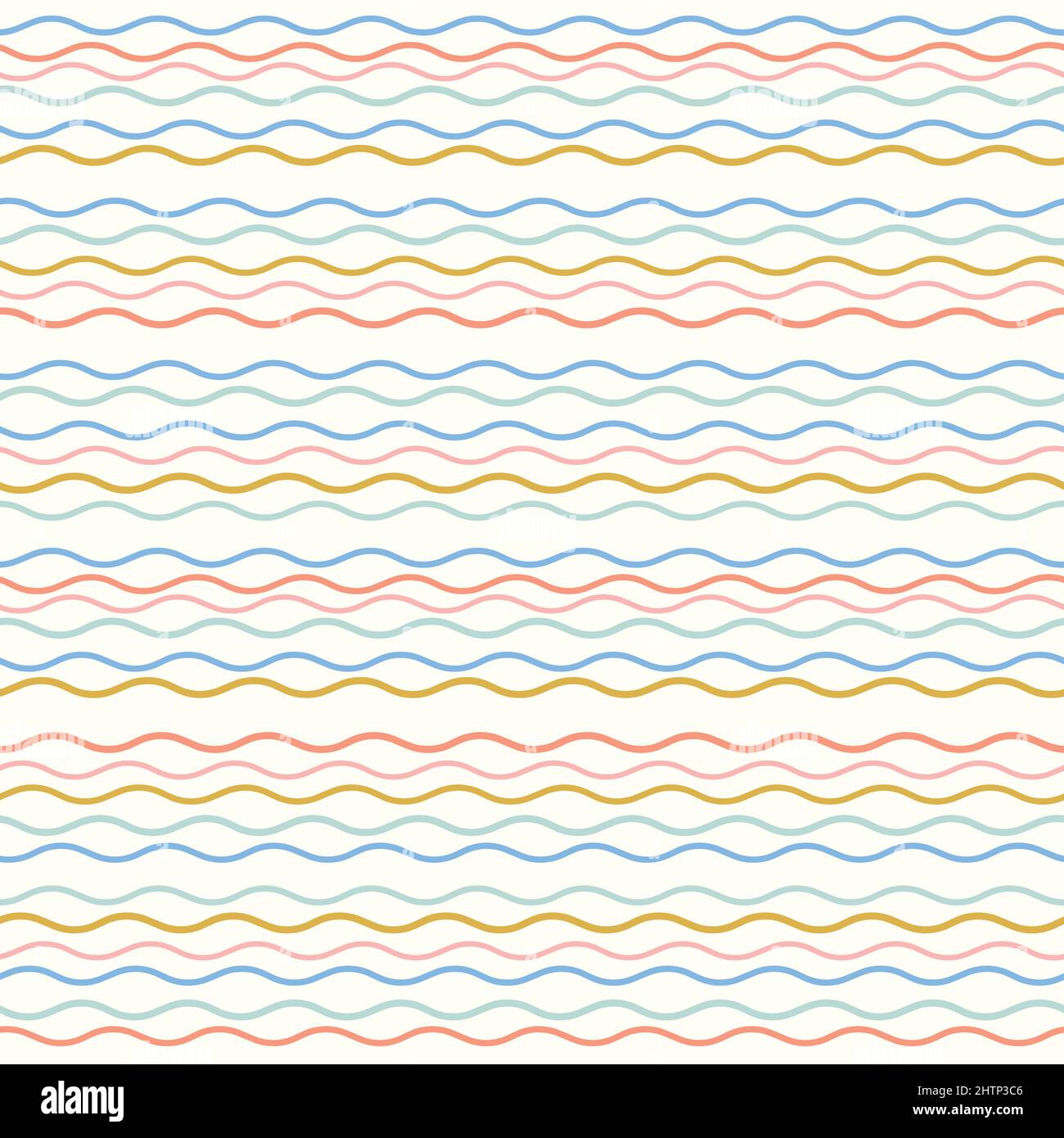 Abstrakter Vektor mit Wellenmuster. Nahtlose Wiederholung von handgezeichneten bunten Doodle-Wellen. Designelement. Stock Vektor