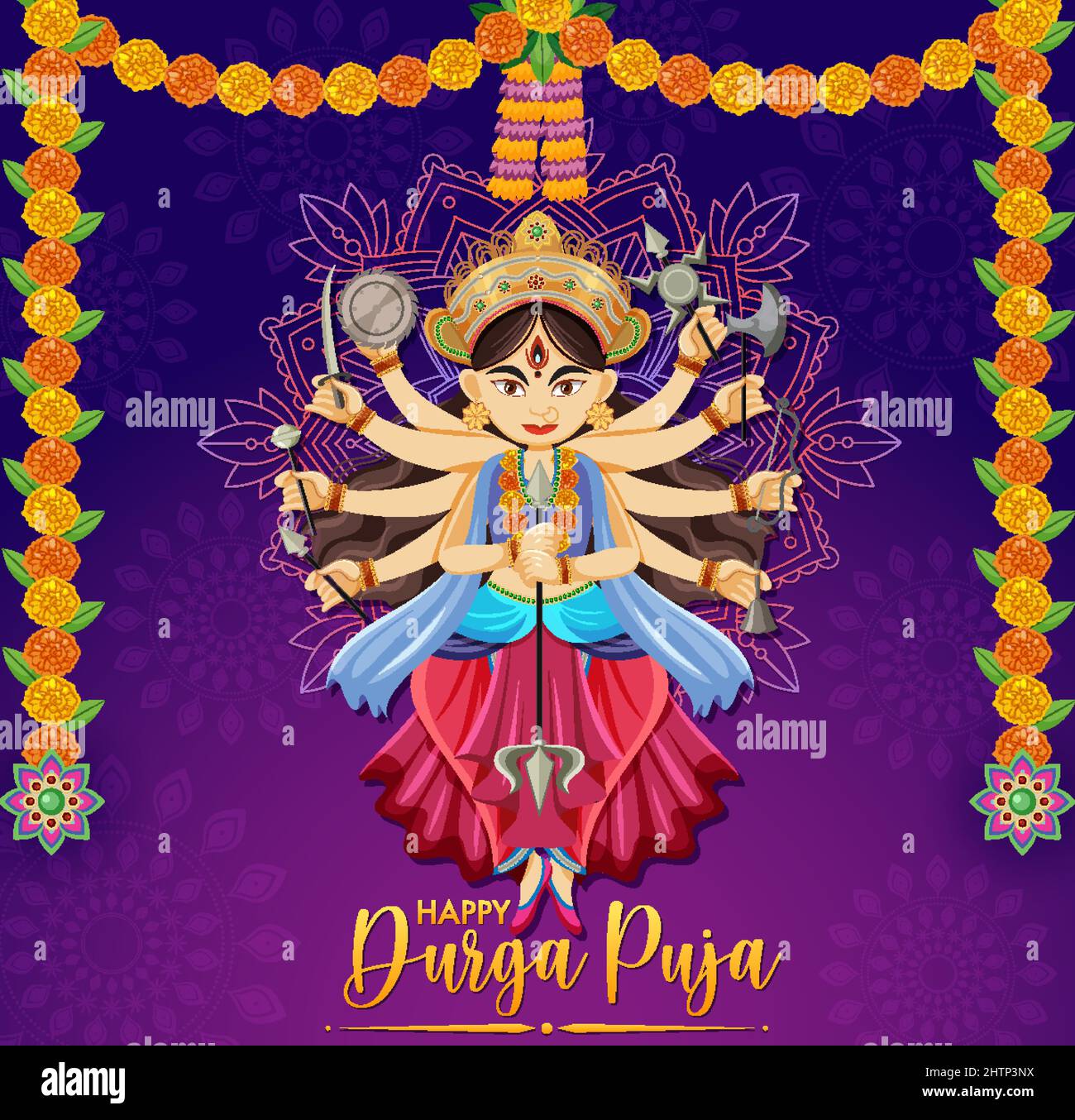 Happy Durga Puja Event Day Illustration Stock Vektor
