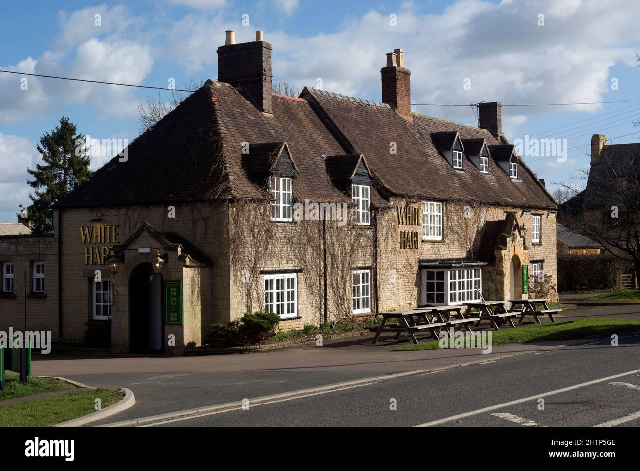 The White Hart Pub, Newbold-on-Stour, Warwickshire, England, Großbritannien Stockfoto