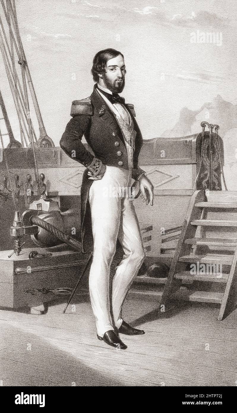 Francois d'Orleans, Prinz de Joinville, 1818 – 1900. Französisch. Dritter Sohn von Louis Philippe, König der Franzosen, und seiner Frau Maria Amalia von Neapel und Sizilien. Er war ein Admiral in der französischen Marine. Von St. Helena brachte er die Überreste von Napoleon Bonaparte nach Frankreich zurück. Nach einem Werk von H.J. aus der Mitte des 19.. Jahrhunderts Backer. Stockfoto