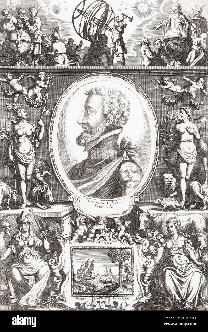 Henri II, oder Henry II, 1519 - 1559. König von Frankreich. Nach einer Arbeit von Gaspar Bouttats. Stockfoto