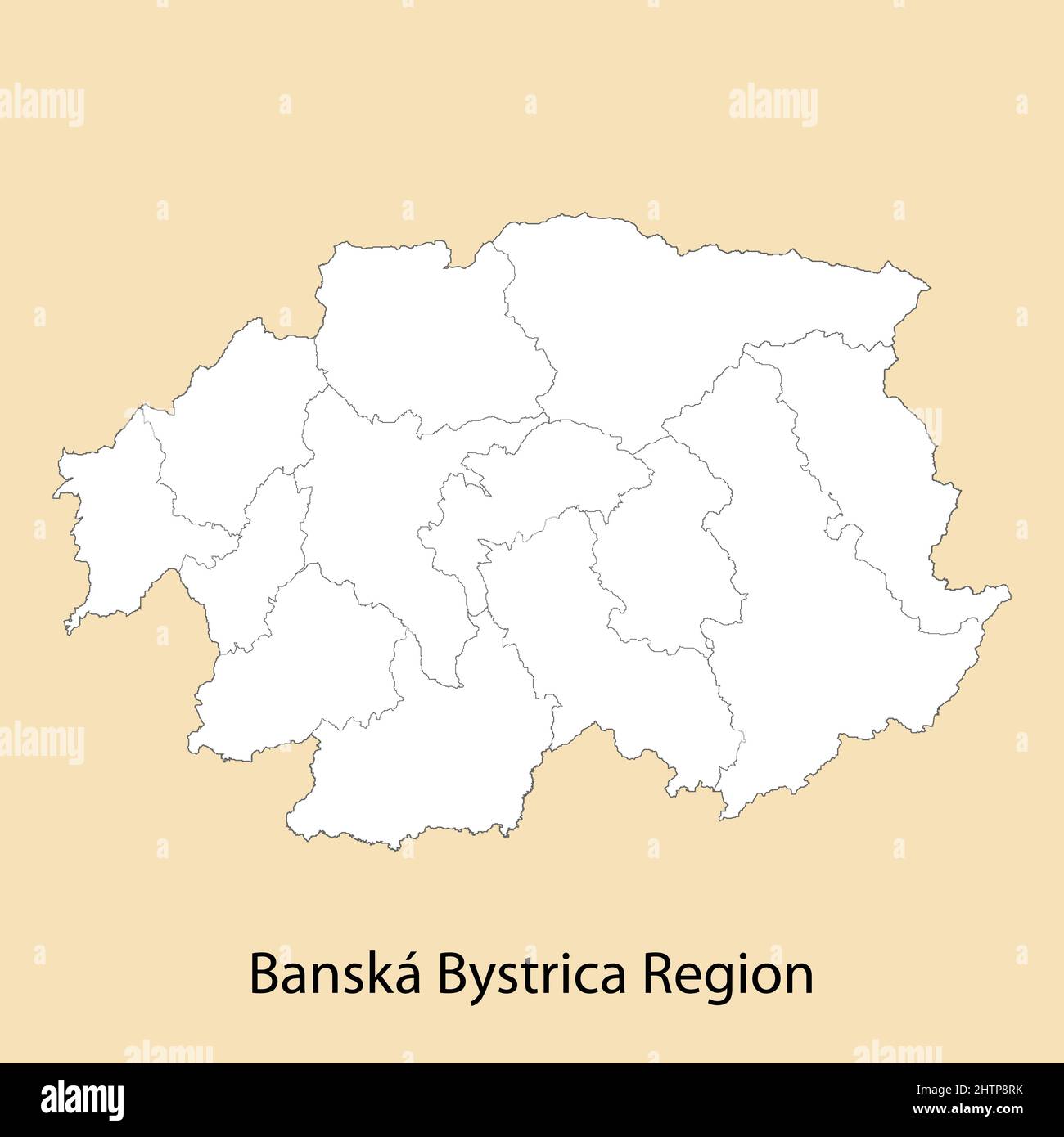 Hochwertige Karte der Region Banska Bystrica ist eine Provinz der Slowakei, mit Grenzen der Bezirke Stock Vektor