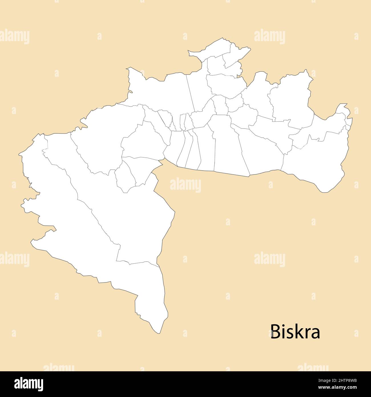Hochwertige Karte von Biskra ist eine Provinz von Algerien, mit Grenzen