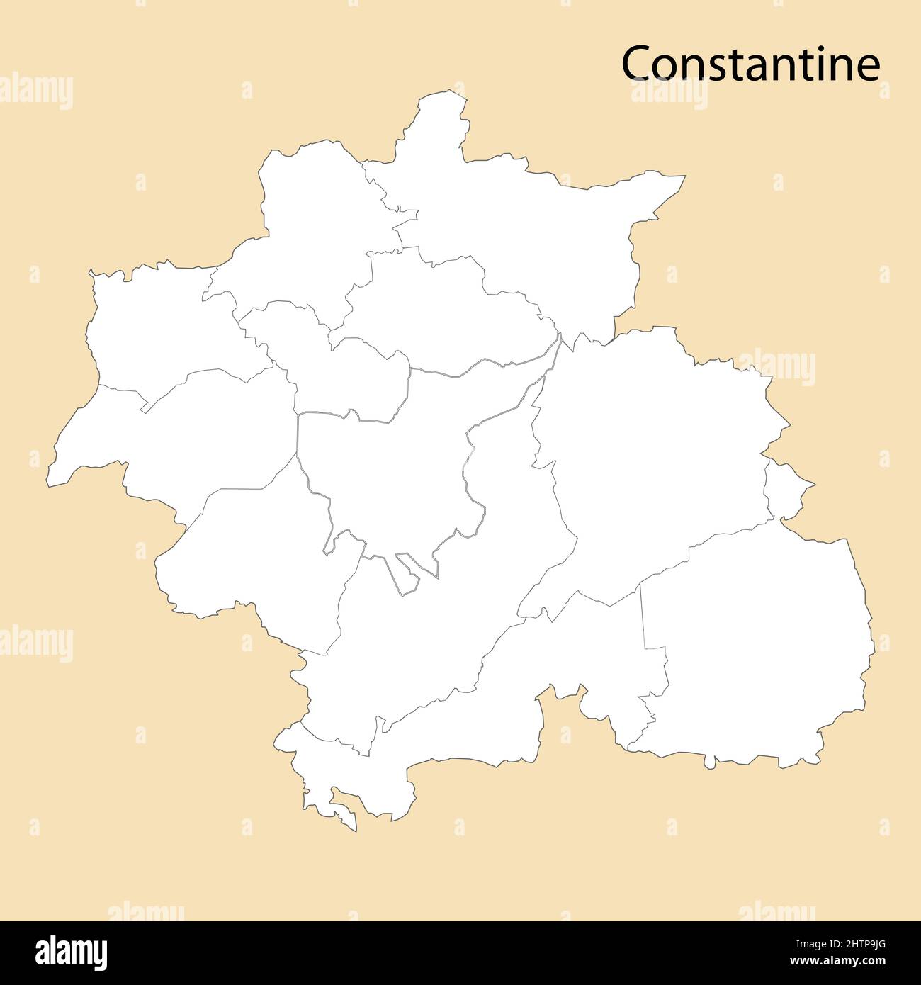 Hochwertige Karte von Constantine ist eine Provinz von Algerien, mit Grenzen der Bezirke Stock Vektor