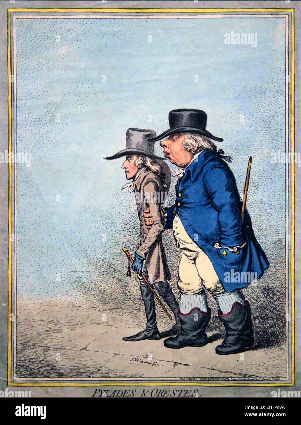 Pylades and Orestes (1797) von James Gillray (1757-1815).britischer Karikaturist und Grafiker, berühmt für seine geätzten politischen und sozialen Satiren. Stockfoto