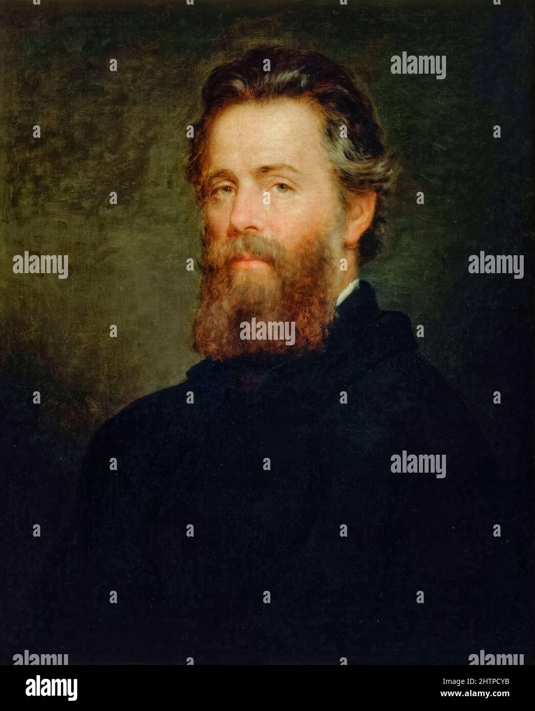 Herman Melville (1819-1891), amerikanischer Schriftsteller, der Moby-Dick 1851 schrieb, gilt heute als einer der großen amerikanischen Romane. Fotografie eines Porträts von Joseph Oriel Eaton (1829-1875), gemalt 1870. Stockfoto