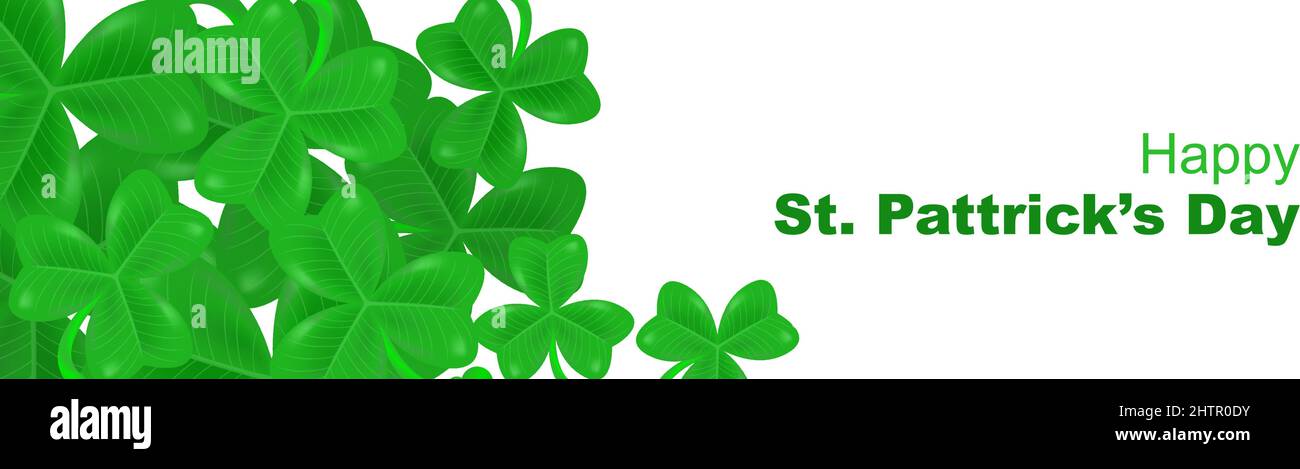 Happy st patricks Tag modernen sauberen Hintergrund. St. Patrick's Day. 3D Kleeblatt aus Kleeblatt. Typografie. Vektorgrafik. Stock Vektor