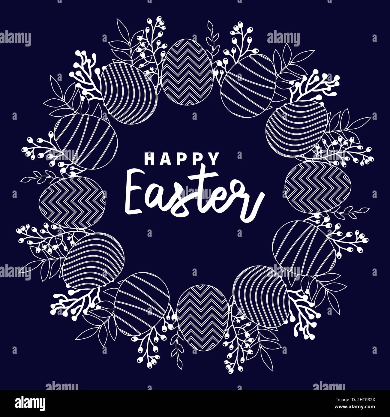 Ostern Gruß Rahmen.Vektor-Illustration mit Blumen und Ostereier. Frohe Ostern Grüße Text. Design für Web, Website, Banner, Poster, Karte, Papier Stock Vektor