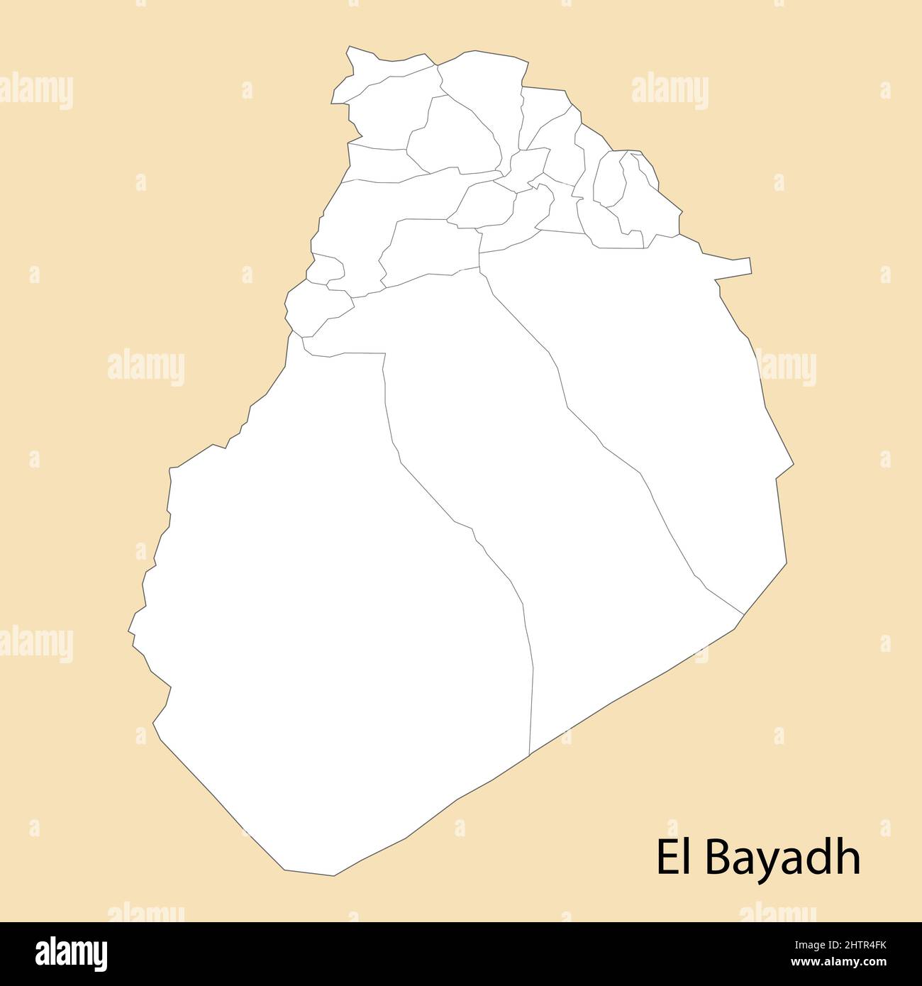 Hochwertige Karte von El Bayadh ist eine Provinz von Algerien, mit Grenzen der Bezirke Stock Vektor