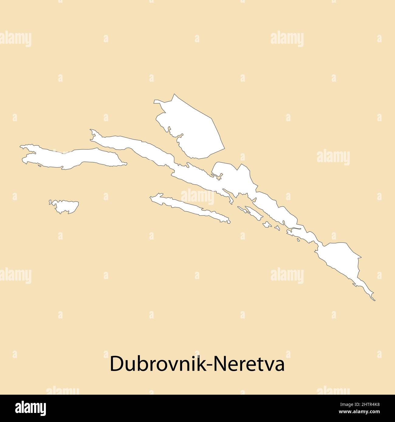 Hochwertige Karte von Dubrovnik-Neretva ist eine Region von Kroatien, mit Grenzen der Bezirke Stock Vektor