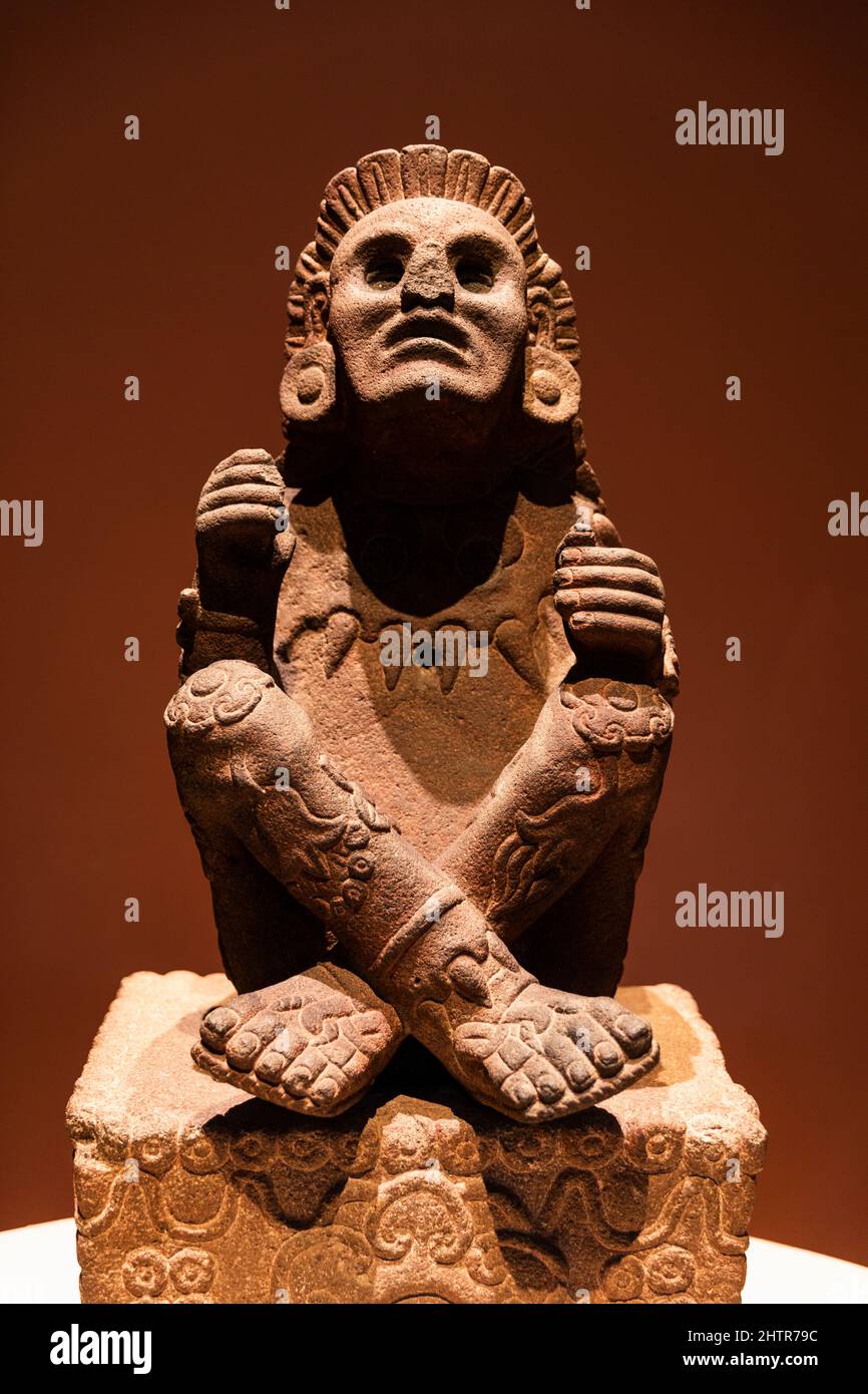 Xochipilli, präkolumbianischer gott, Museumsstück, Museo Nacional de Antropología, Nationalmuseum für Anthropologie, Mexiko-Stadt, Stockfoto