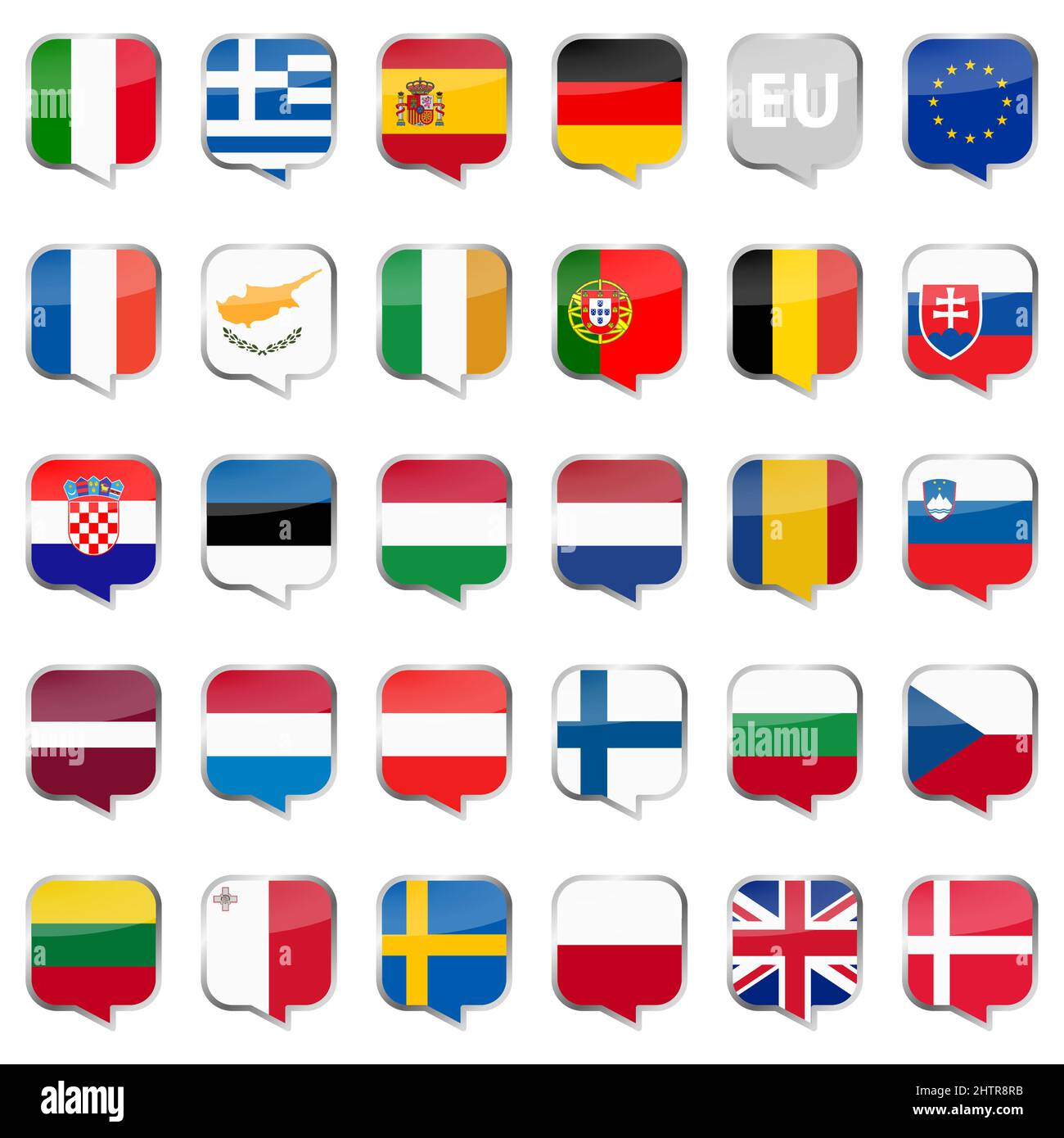Sammlung von Flaggen aus allen nationalen Ländern der Europäischen Union Stock Vektor