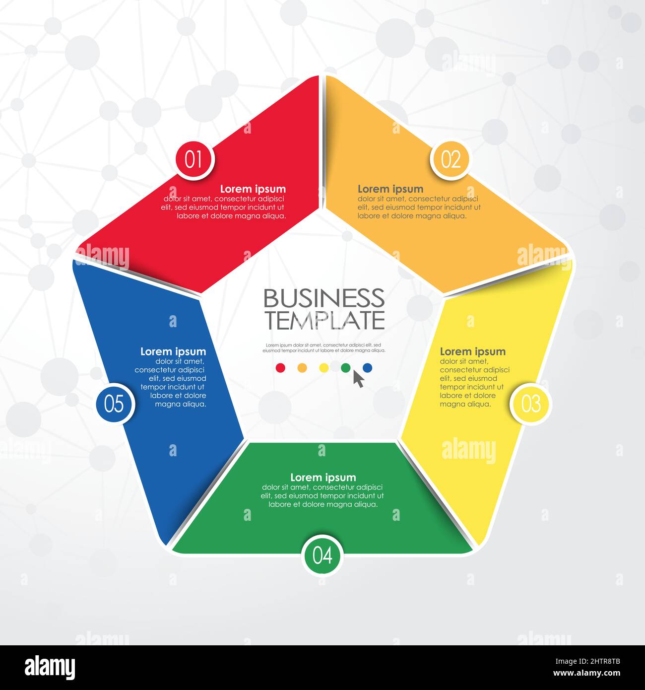 Farbige Vorlage von Business Info Grafik mit verschiedenen Optionen angezeigt team arbeit Prozess Stock Vektor