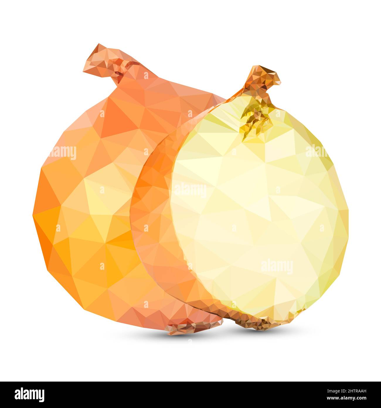 Vektorgrafik Polygonzwiebeln. Polygonale Früchte isoliert auf weißem Hintergrund. Stock Vektor