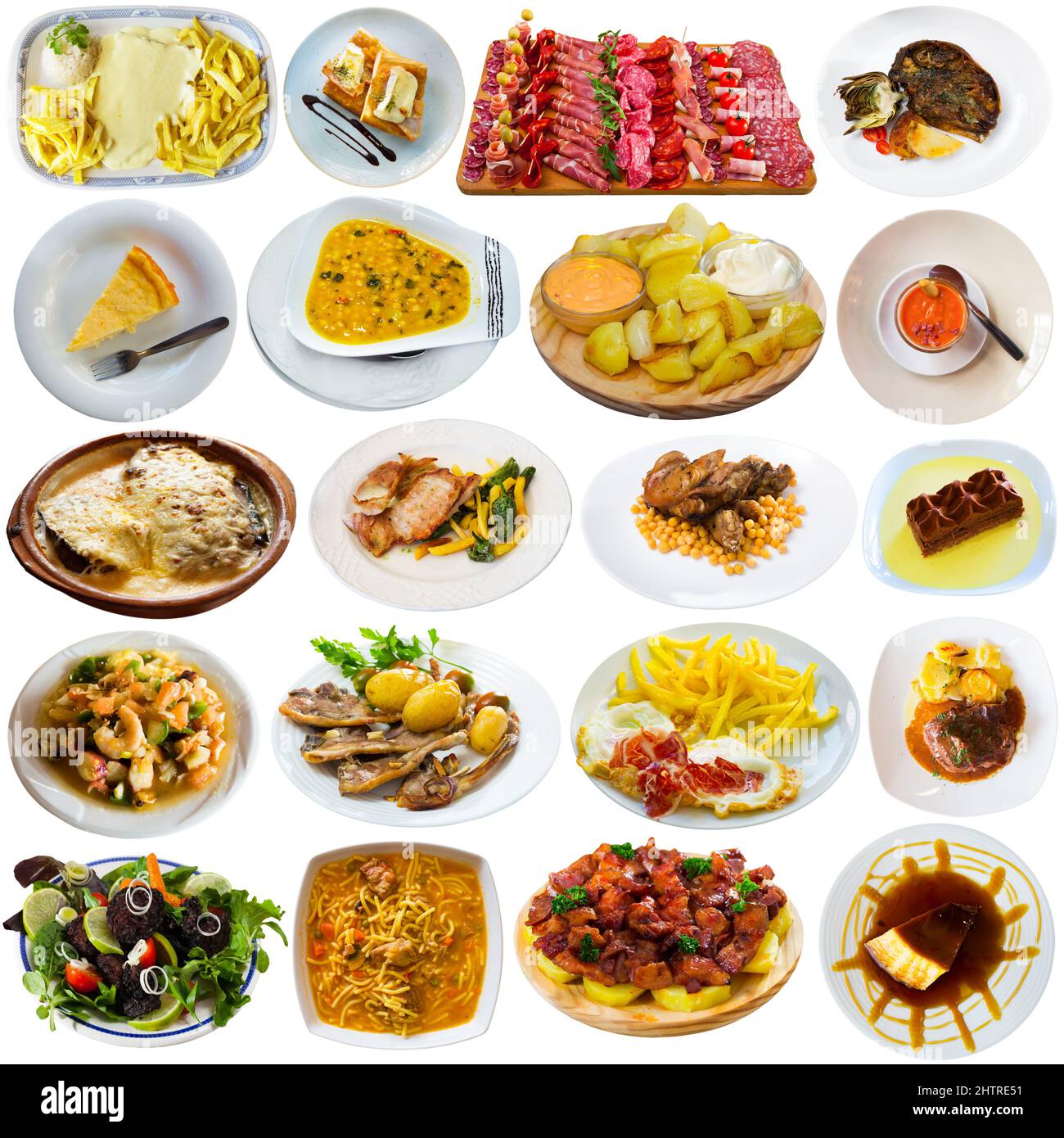 Sammlung von authentischen Gerichten der spanischen Küche Stockfoto