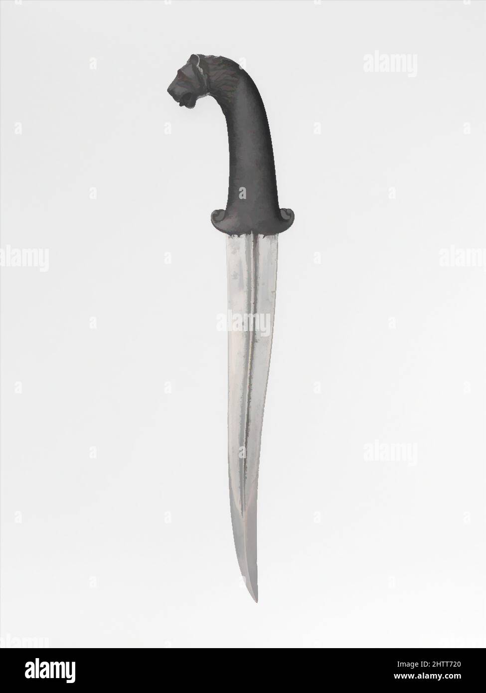 Kunst inspiriert von Dagger, zweite Hälfte 17. Jahrhundert, Inder, Dekan, Stahl, Eisen, Silber, Kupferlegierung, H. 14 3/16 Zoll (36 cm); B: 3 1/4 Zoll (8,3 cm); Gewicht 12,8 oz. (362,9 g), Dolche, Tierkopfdolche kamen im zweiten Quartal des siebzehnten Jahrhunderts am Mughal-Hof in Mode, Classic Works, die von Artotop mit einem Schuss Moderne modernisiert wurden. Formen, Farbe und Wert, auffällige visuelle Wirkung auf Kunst. Emotionen durch Freiheit von Kunstwerken auf zeitgemäße Weise. Eine zeitlose Botschaft, die eine wild kreative neue Richtung verfolgt. Künstler, die sich dem digitalen Medium zuwenden und die Artotop NFT erschaffen Stockfoto