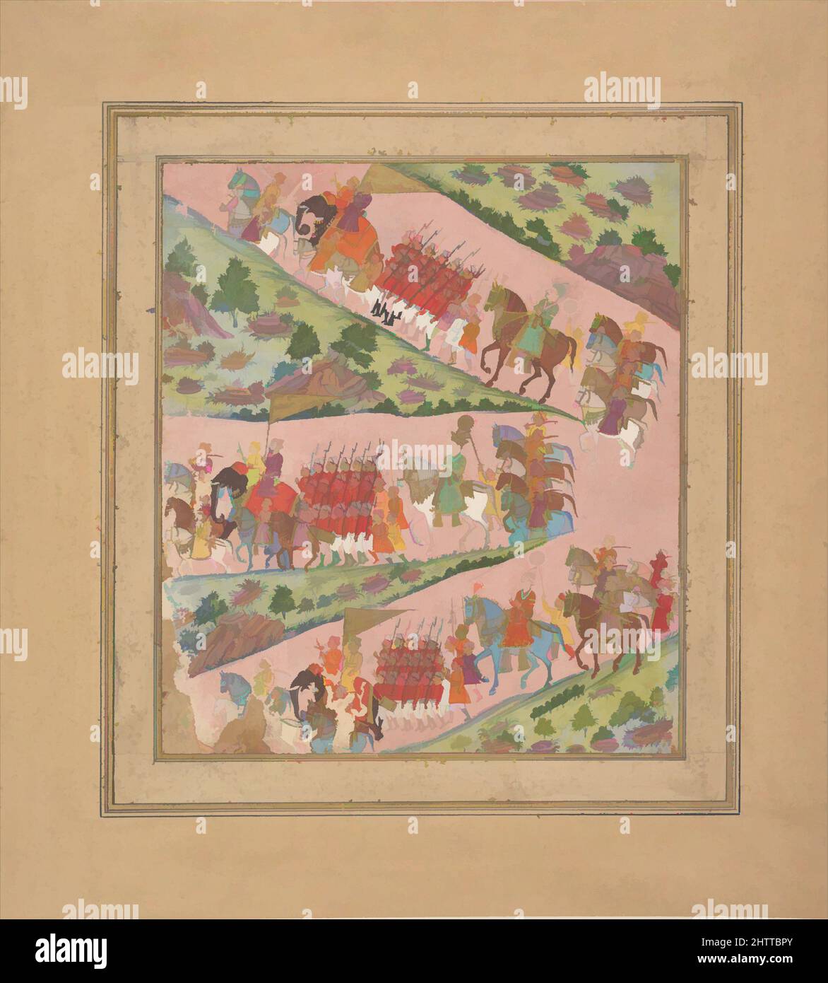 Kunst inspiriert von den drei Straßen, ca. 1840, Indien (Hyderabad), Tinte und opakes Aquarell auf Papier, 7 5/16 x 6 7/16 Zoll (18,6 x 16,4 cm), Gemälde, von Artotop modernisierte klassische Werke mit einem Schuss Moderne. Formen, Farbe und Wert, auffällige visuelle Wirkung auf Kunst. Emotionen durch Freiheit von Kunstwerken auf zeitgemäße Weise. Eine zeitlose Botschaft, die eine wild kreative neue Richtung verfolgt. Künstler, die sich dem digitalen Medium zuwenden und die Artotop NFT erschaffen Stockfoto