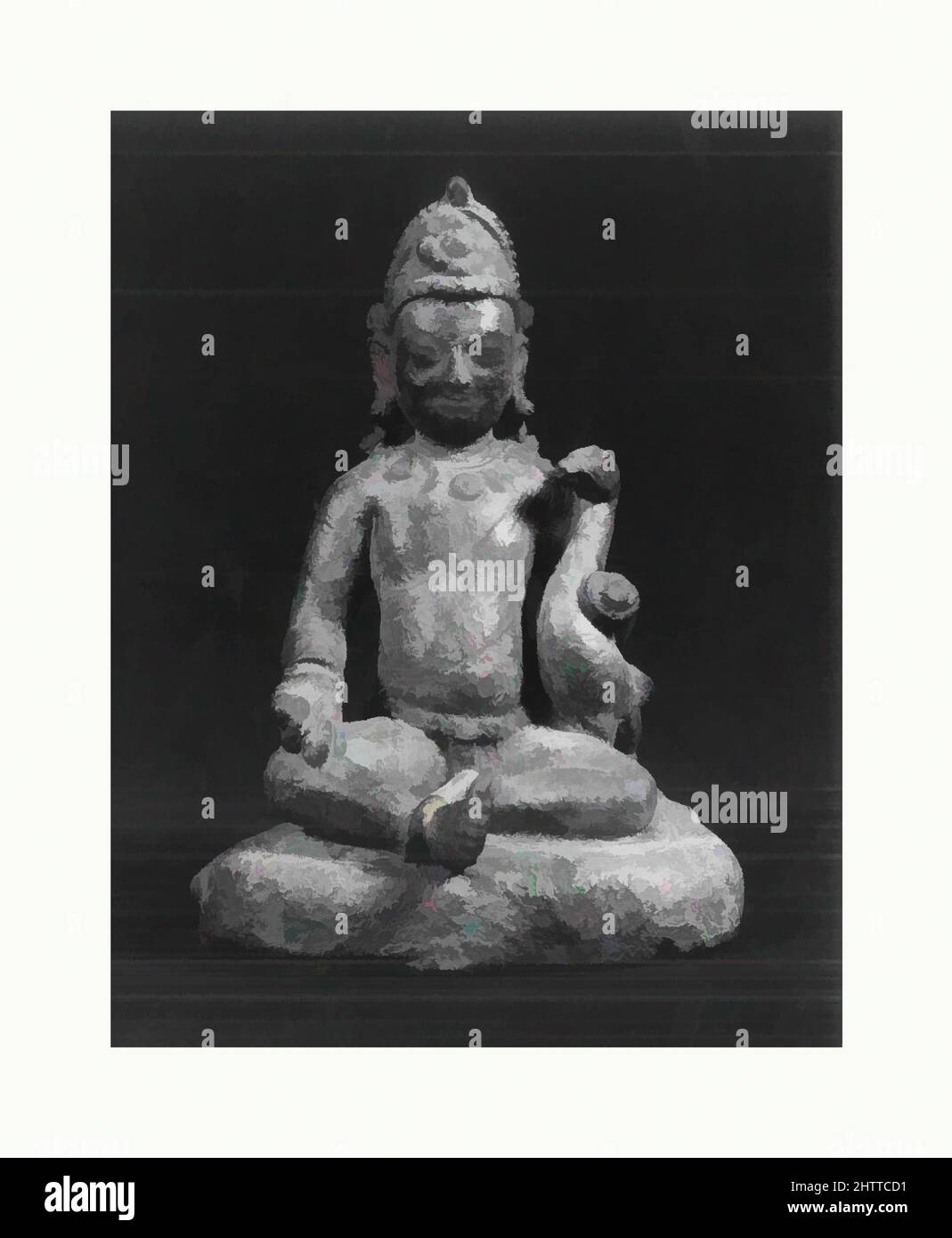 Kunst inspiriert von Kumara mit einem Pfau, Thakuri-Zeit, 11.. Jahrhundert, Nepal (Kathmandu-Tal), Kupferlegierung, H. 5 1/2 Zoll (14 cm); B: 3 3/4 Zoll (9,5 cm); D. 3 Zoll (7,6 cm), Skulptur, Kumara („der ewig junge Sohn“) ist ein Beinamen von Skanda, einem Sohn von Shiva und Parvati. Er ist, Classic Works modernisiert von Artotop mit einem Schuss Moderne. Formen, Farbe und Wert, auffällige visuelle Wirkung auf Kunst. Emotionen durch Freiheit von Kunstwerken auf zeitgemäße Weise. Eine zeitlose Botschaft, die eine wild kreative neue Richtung verfolgt. Künstler, die sich dem digitalen Medium zuwenden und die Artotop NFT erschaffen Stockfoto