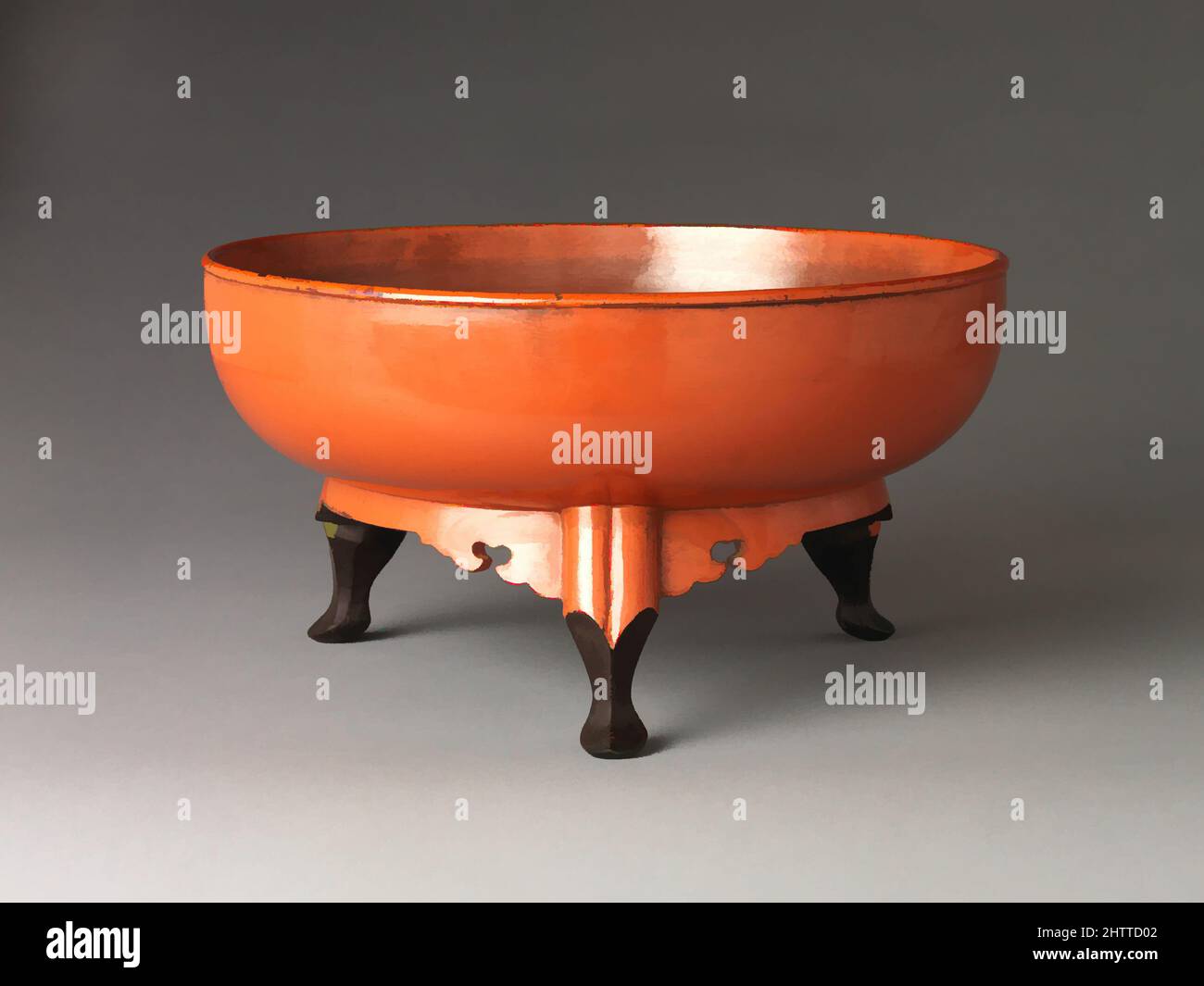 Kunst inspiriert von Schale mit drei kallförmigen Füßen, Muromachi-Zeit (1392–1573), 16. Jahrhundert, Japan, Negoro-Ware; Roter Lack über schwarzem Lack, Durchm. 16 7/8 Zoll (43 cm), Lack, Classic Works modernisiert von Artotop mit einem Schuss Moderne. Formen, Farbe und Wert, auffällige visuelle Wirkung auf Kunst. Emotionen durch Freiheit von Kunstwerken auf zeitgemäße Weise. Eine zeitlose Botschaft, die eine wild kreative neue Richtung verfolgt. Künstler, die sich dem digitalen Medium zuwenden und die Artotop NFT erschaffen Stockfoto