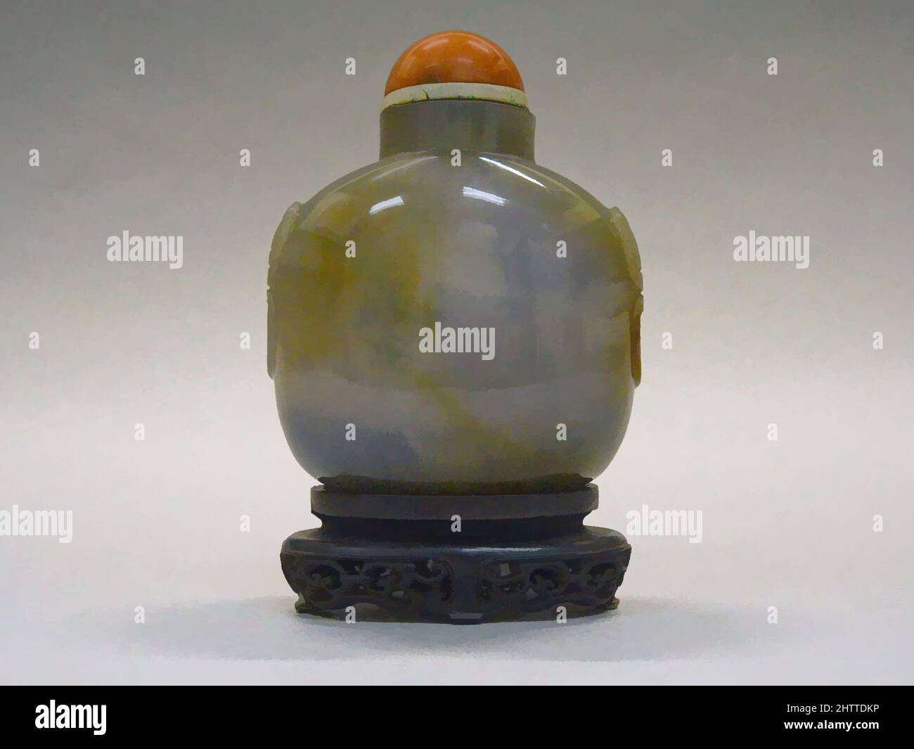 Schnupftabak Flasche, Qing Dynastie (1644 - 1911) und Qianlong Periode (1736-95), China, blauer Achat mit rotem Glas stopfen, H.3 3/4 in. (9,5 cm), Schnupftabak Flaschen Stockfoto