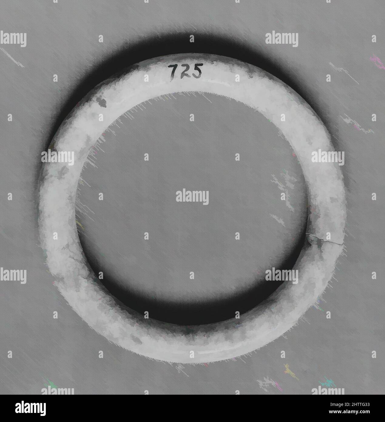 Kunst inspiriert von Armlet, Qing-Dynastie (1644–1911), 1796–1875, China, Jadeite, Hellgrau und braun gesprenkelt, H. 3 1/2 Zoll (8,9 cm); B: 7/16 Zoll (1,1 cm), Jade, Classic Works modernisiert von Artotop mit einem Schuss Modernität. Formen, Farbe und Wert, auffällige visuelle Wirkung auf Kunst. Emotionen durch Freiheit von Kunstwerken auf zeitgemäße Weise. Eine zeitlose Botschaft, die eine wild kreative neue Richtung verfolgt. Künstler, die sich dem digitalen Medium zuwenden und die Artotop NFT erschaffen Stockfoto