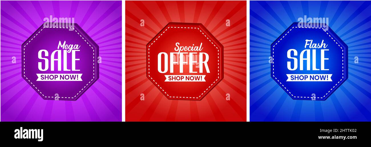Verkauf Vorlage Design, Mega Verkauf, Sonderangebot, Flash Verkauf, Angebot Banner Vektor editierbar Illustration Stock Vektor