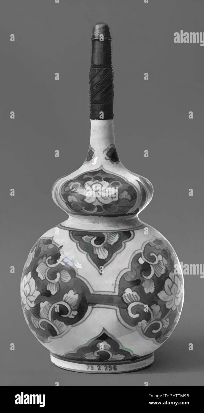 Kunst inspiriert durch Sprinkler, Qing-Dynastie (1644–1911), Kangxi-Periode (1662–1722), Ende 17.–Anfang 18. Jahrhundert, China, Porzellan in Unterglasur blau gemalt, H. 7 3/4 Zoll (19,7cm); Durchm. 3 3/4 Zoll (9,5 cm); Fuß-Durchm. 2 3/16 Zoll (5,6 cm), Keramik, Klassisches von Artotop modernisiertes Werk mit einem Schuss Moderne. Formen, Farbe und Wert, auffällige visuelle Wirkung auf Kunst. Emotionen durch Freiheit von Kunstwerken auf zeitgemäße Weise. Eine zeitlose Botschaft, die eine wild kreative neue Richtung verfolgt. Künstler, die sich dem digitalen Medium zuwenden und die Artotop NFT erschaffen Stockfoto