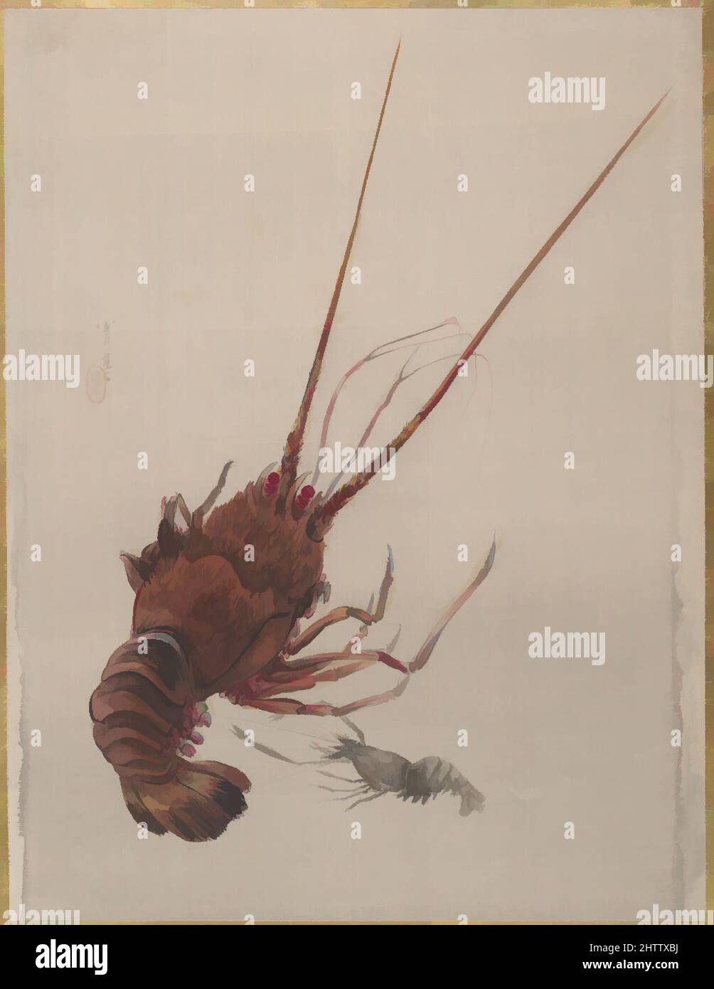 Von Crayfish inspirierte Kunst, Meiji-Zeit (1868–1912), ca. 1887, Japan, Albumblatt; Tinte und Farbe auf Seide, 14 1/4 x 10 7/8 Zoll (36,2 x 27,6 cm), Gemälde, Watanabe Seitei (japanisch, 1851–1918, Klassische Werke, die von Artotop mit einem Schuss Moderne modernisiert wurden. Formen, Farbe und Wert, auffällige visuelle Wirkung auf Kunst. Emotionen durch Freiheit von Kunstwerken auf zeitgemäße Weise. Eine zeitlose Botschaft, die eine wild kreative neue Richtung verfolgt. Künstler, die sich dem digitalen Medium zuwenden und die Artotop NFT erschaffen Stockfoto