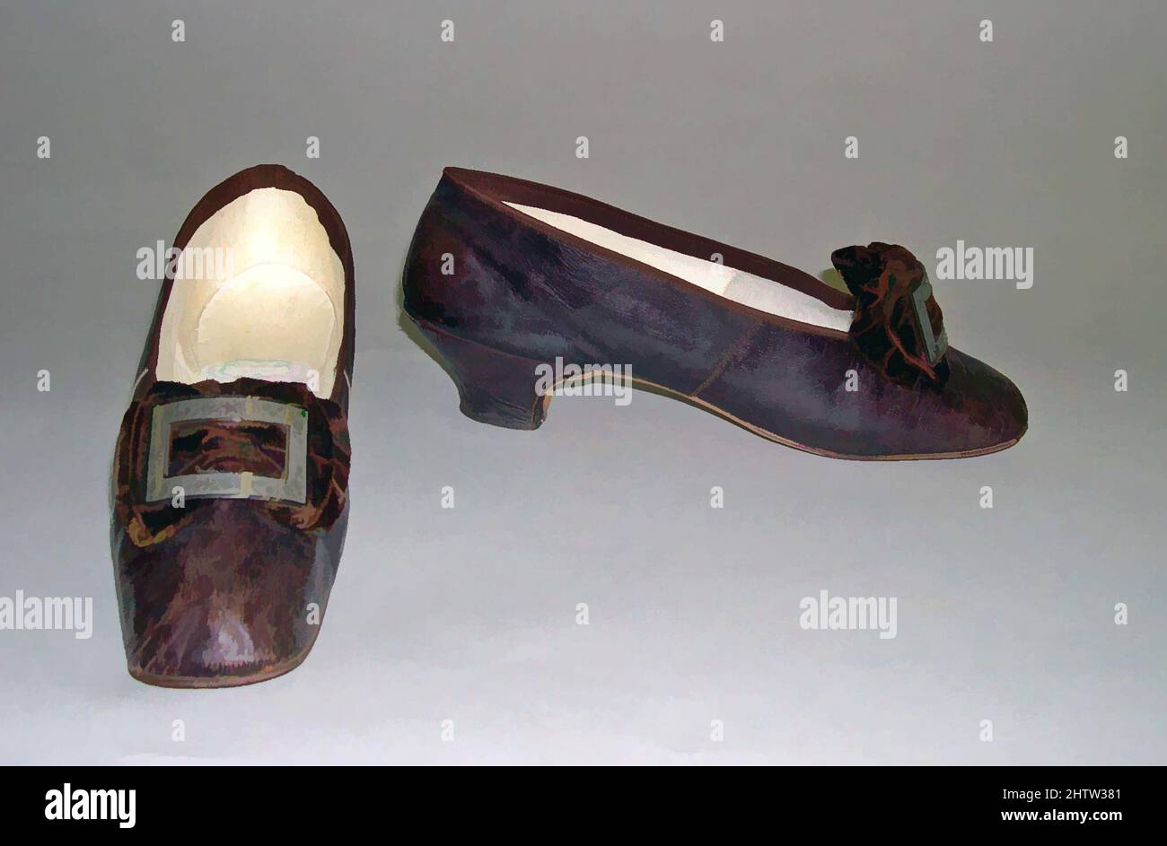 Kunst inspiriert von Schuhen, ca. 1867, belgisch, Leder, Silber, Baumwolle, Klassische Werke, die von Artotop mit einem Hauch von Moderne modernisiert wurden. Formen, Farbe und Wert, auffällige visuelle Wirkung auf Kunst. Emotionen durch Freiheit von Kunstwerken auf zeitgemäße Weise. Eine zeitlose Botschaft, die eine wild kreative neue Richtung verfolgt. Künstler, die sich dem digitalen Medium zuwenden und die Artotop NFT erschaffen Stockfoto