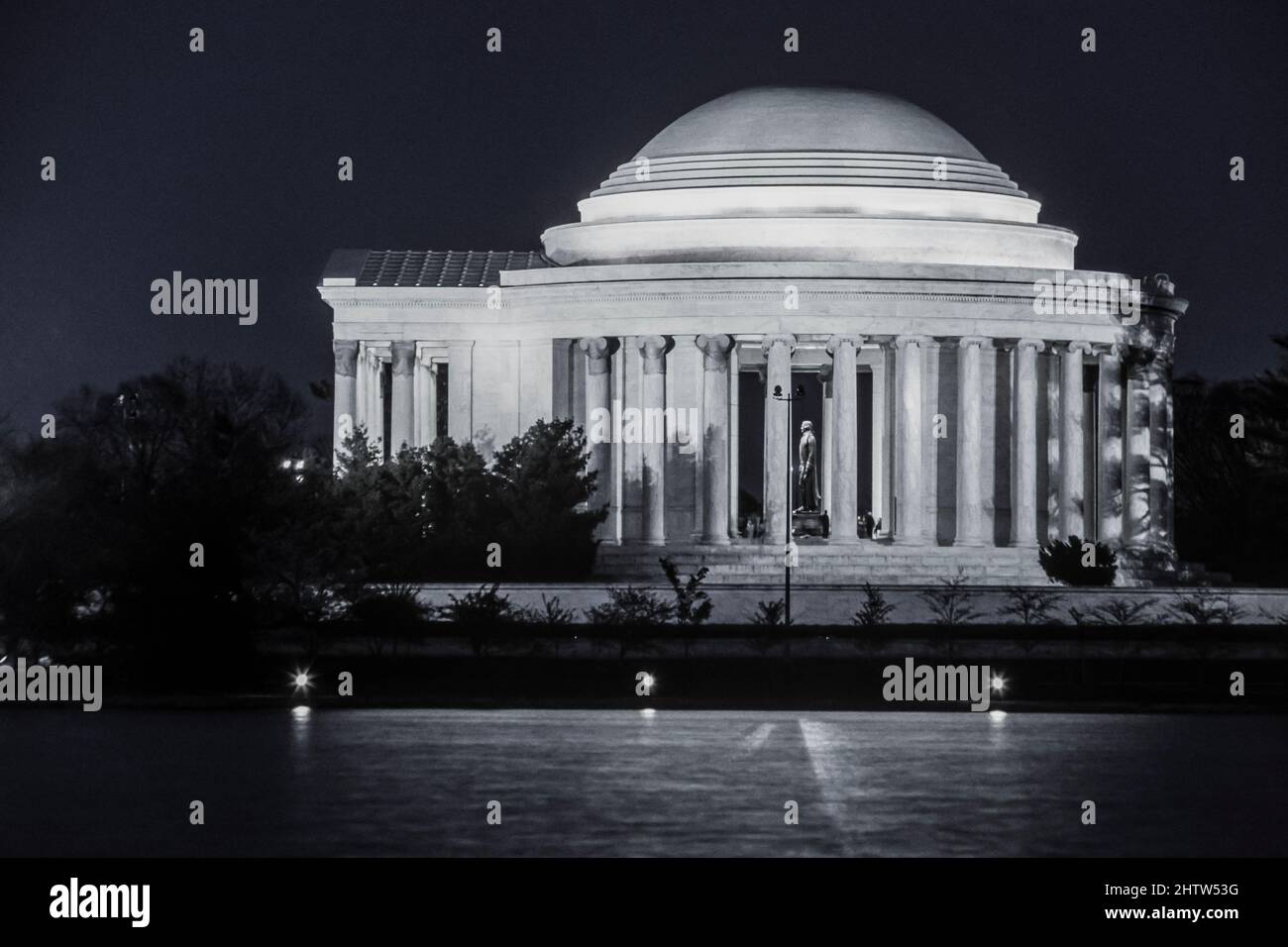 Jefferson Memorial bei Nacht, Washington, DC, USA. Stockfoto