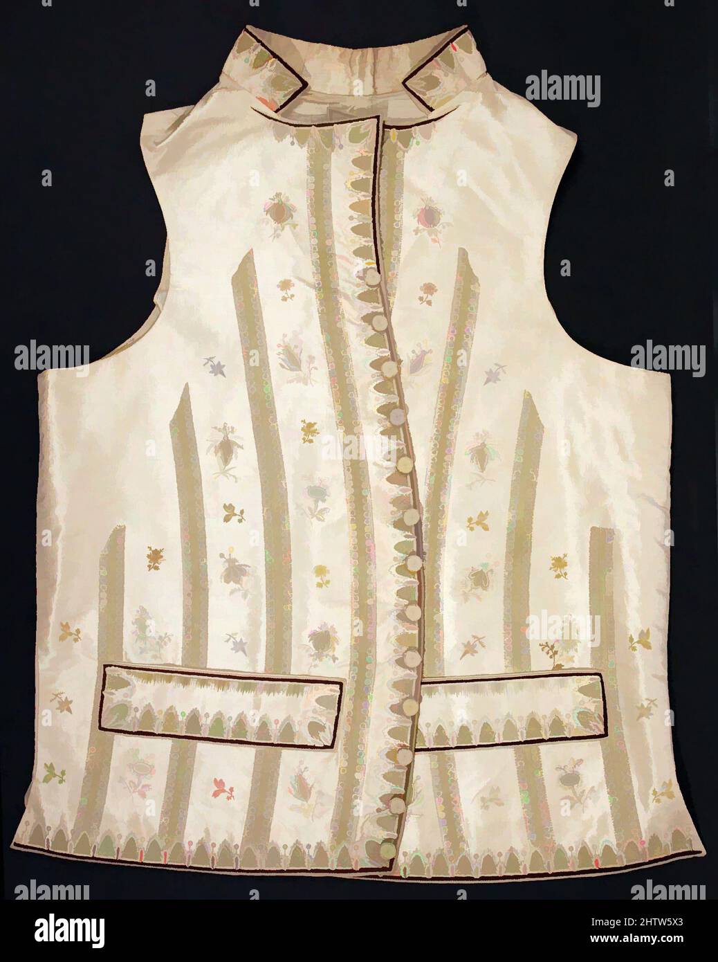 Kunst inspiriert von Weste, viertes Viertel 18. Jahrhundert, europäisch, Seide, Leinen, Klassische Werke von Artotop mit einem Schuss Moderne modernisiert. Formen, Farbe und Wert, auffällige visuelle Wirkung auf Kunst. Emotionen durch Freiheit von Kunstwerken auf zeitgemäße Weise. Eine zeitlose Botschaft, die eine wild kreative neue Richtung verfolgt. Künstler, die sich dem digitalen Medium zuwenden und die Artotop NFT erschaffen Stockfoto