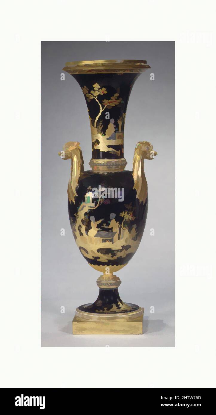Kunst inspiriert von Vase (Vase chinois) (einer von einem Paar), 1791, Französisch, Sèvres, Hartporzellan, Vergoldete Bronze, insgesamt (bestätigt): H. 15-5/8 x B 5-13/16 x T 5-5/8 Zoll (39,7 x 14,8 x 14,3 cm), Keramik-Porzellan, die Mode änderte sich schnell in Frankreich im achtzehnten Jahrhundert, aber, Classic Works modernisiert von Artotop mit einem Schuss Moderne. Formen, Farbe und Wert, auffällige visuelle Wirkung auf Kunst. Emotionen durch Freiheit von Kunstwerken auf zeitgemäße Weise. Eine zeitlose Botschaft, die eine wild kreative neue Richtung verfolgt. Künstler, die sich dem digitalen Medium zuwenden und die Artotop NFT erschaffen Stockfoto