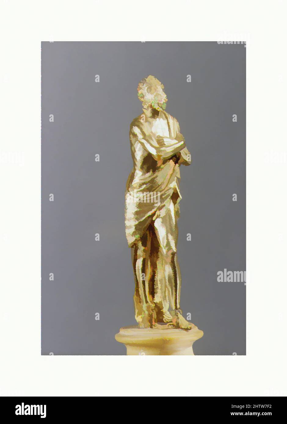 Kunst inspiriert von Gefangener, Ende 16.–Anfang 17. Jahrhundert, Italienisch, wahrscheinlich Rom, gilt Bronze, Höhe: 5 Zoll (12,7 cm), Skulptur-Bronze, die elgante Kontraposto, Dehnung und Raffinesse der Details sind stark suggestive eines Künstlers in der stilistischen Folge von Guglielmo della Porta (d, Klassische Werke von Artotop mit einem Schuss Moderne modernisiert. Formen, Farbe und Wert, auffällige visuelle Wirkung auf Kunst. Emotionen durch Freiheit von Kunstwerken auf zeitgemäße Weise. Eine zeitlose Botschaft, die eine wild kreative neue Richtung verfolgt. Künstler, die sich dem digitalen Medium zuwenden und die Artotop NFT erschaffen Stockfoto
