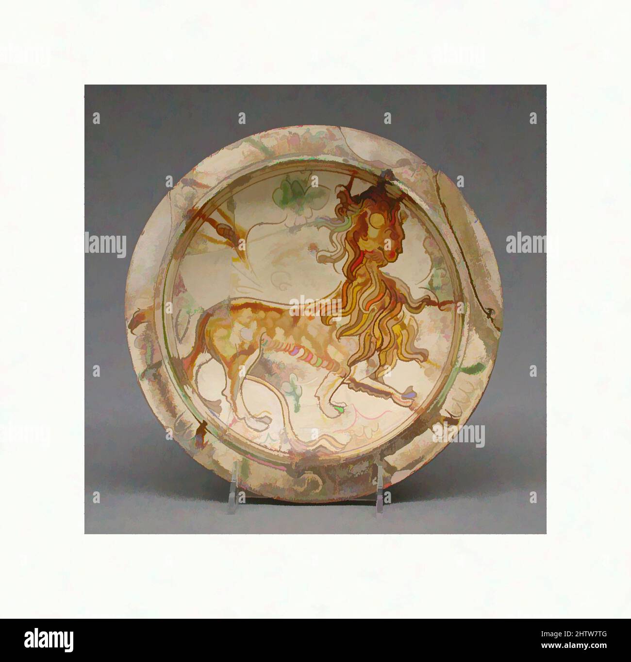 Art inspired by Dish, 17. century, italienische, bleiverglaste Steinware, insgesamt (bestätigt): 2 1/4 × 9 3/4 in. (5,7 × 24,8 cm), Keramik-Keramik, Klassisches Werk, modernisiert von Artotop mit einem Schuss Moderne. Formen, Farbe und Wert, auffällige visuelle Wirkung auf Kunst. Emotionen durch Freiheit von Kunstwerken auf zeitgemäße Weise. Eine zeitlose Botschaft, die eine wild kreative neue Richtung verfolgt. Künstler, die sich dem digitalen Medium zuwenden und die Artotop NFT erschaffen Stockfoto