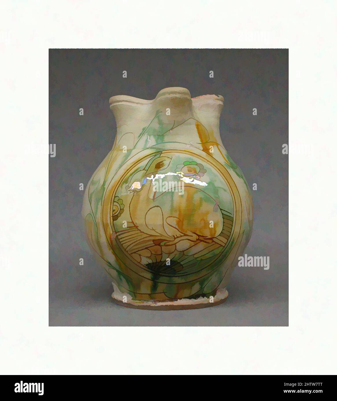 Art inspired by Jug, 16. Century, Italien, Bleiglasierte Steingut, insgesamt (bestätigt): 7 3/4 × 6 × 6 in. (19,7 × 15,2 × 15,2 cm), Keramik-Keramik, Klassisches Werk, modernisiert von Artotop mit einem Schuss Moderne. Formen, Farbe und Wert, auffällige visuelle Wirkung auf Kunst. Emotionen durch Freiheit von Kunstwerken auf zeitgemäße Weise. Eine zeitlose Botschaft, die eine wild kreative neue Richtung verfolgt. Künstler, die sich dem digitalen Medium zuwenden und die Artotop NFT erschaffen Stockfoto