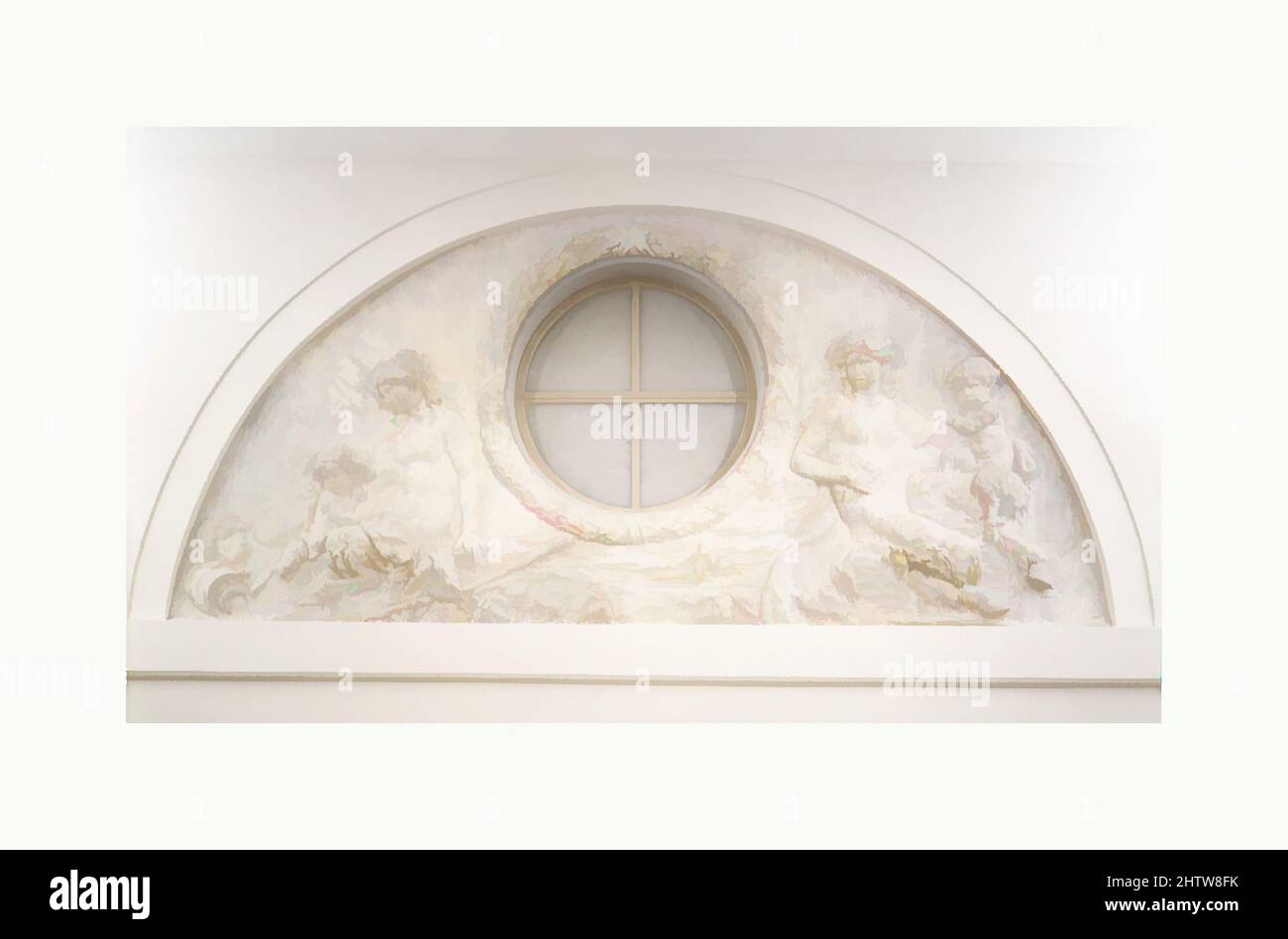 Kunst inspiriert von Satiresses und Satyr Kindern, ca. 1781, Französisch, Paris, Stuck, insgesamt (sichtbare Dimensionen, Bestätigt): 74 1/4 x 167 3/4 Zoll (188,6 x 426,1 cm), Skulptur, Clodion (Claude Michel) (Französisch, Nancy 1738–1814 Paris), Dies ist eines von einer Gruppe von Reliefs aus dem Hof der, von Artotop modernisierten klassischen Werke mit einem Schuss Moderne. Formen, Farbe und Wert, auffällige visuelle Wirkung auf Kunst. Emotionen durch Freiheit von Kunstwerken auf zeitgemäße Weise. Eine zeitlose Botschaft, die eine wild kreative neue Richtung verfolgt. Künstler, die sich dem digitalen Medium zuwenden und die Artotop NFT erschaffen Stockfoto