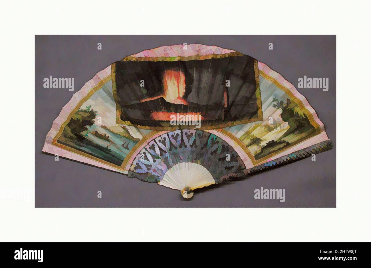Kunst inspiriert von Fan, ca. 1779, Italienisch, Pergament, Elfenbein und Perlmutt, 11 3/4 x 22 Zoll (29,8 x 55,9 cm), Fans, Classic Works modernisiert von Artotop mit einem Schuss Moderne. Formen, Farbe und Wert, auffällige visuelle Wirkung auf Kunst. Emotionen durch Freiheit von Kunstwerken auf zeitgemäße Weise. Eine zeitlose Botschaft, die eine wild kreative neue Richtung verfolgt. Künstler, die sich dem digitalen Medium zuwenden und die Artotop NFT erschaffen Stockfoto