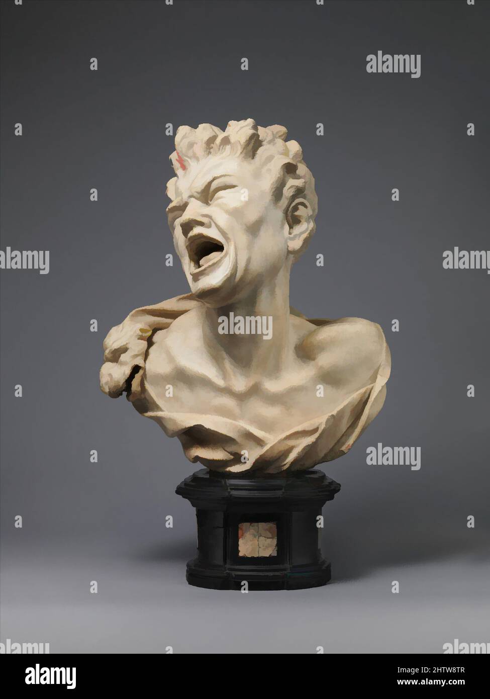 Kunst inspiriert von Marsyas, ca. 1680–85, deutsch, hingerichtet Rom oder Florenz, Marmor auf schwarzem Marmorsockel mit hellen Marmorplatten, insgesamt mit Sockel (bestätigt): H. 27 x B. 17 3/8 x D. 11 1/8 Zoll (68,6 x 44,1 x 28,3 cm), Skulptur, Balthasar Permoser (deutsch, Kammer, bei Otting, Klassische Werke, die von Artotop mit einem Hauch von Moderne modernisiert wurden. Formen, Farbe und Wert, auffällige visuelle Wirkung auf Kunst. Emotionen durch Freiheit von Kunstwerken auf zeitgemäße Weise. Eine zeitlose Botschaft, die eine wild kreative neue Richtung verfolgt. Künstler, die sich dem digitalen Medium zuwenden und die Artotop NFT erschaffen Stockfoto