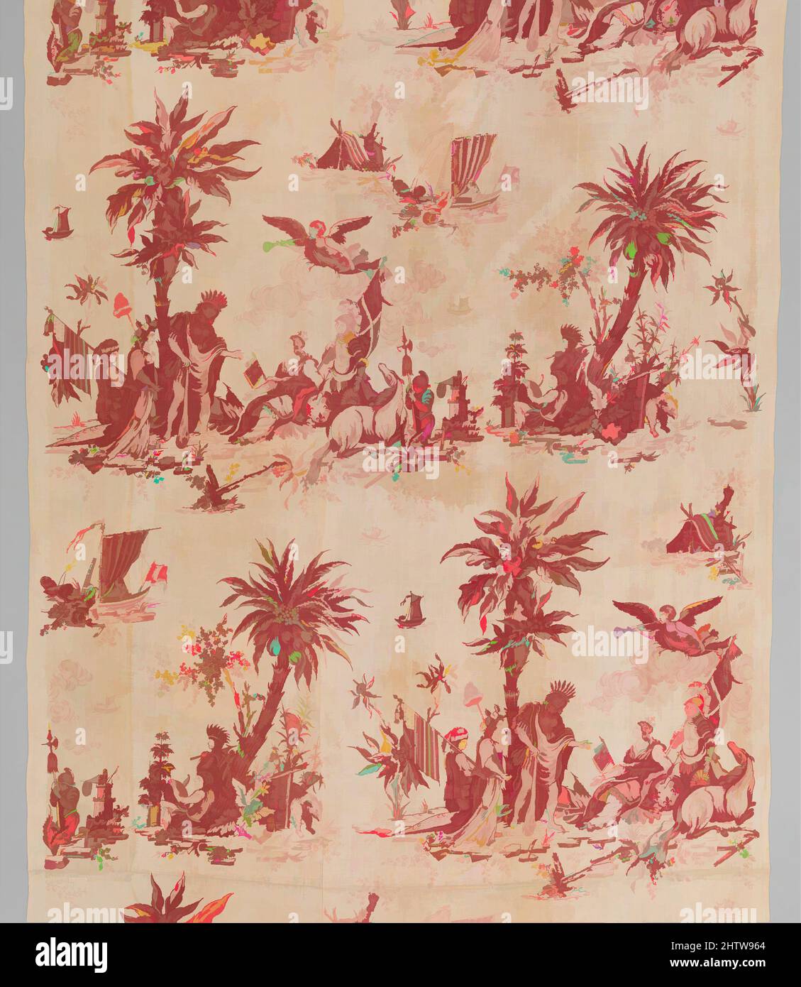 Art Inspired by America Paying Homage to France', 18. Century, French, Cotton, L. 142 x W. 38 Zoll, Textildruck, Klassische Werke, die von Artotop mit einem Schuss Moderne modernisiert wurden. Formen, Farbe und Wert, auffällige visuelle Wirkung auf Kunst. Emotionen durch Freiheit von Kunstwerken auf zeitgemäße Weise. Eine zeitlose Botschaft, die eine wild kreative neue Richtung verfolgt. Künstler, die sich dem digitalen Medium zuwenden und die Artotop NFT erschaffen Stockfoto