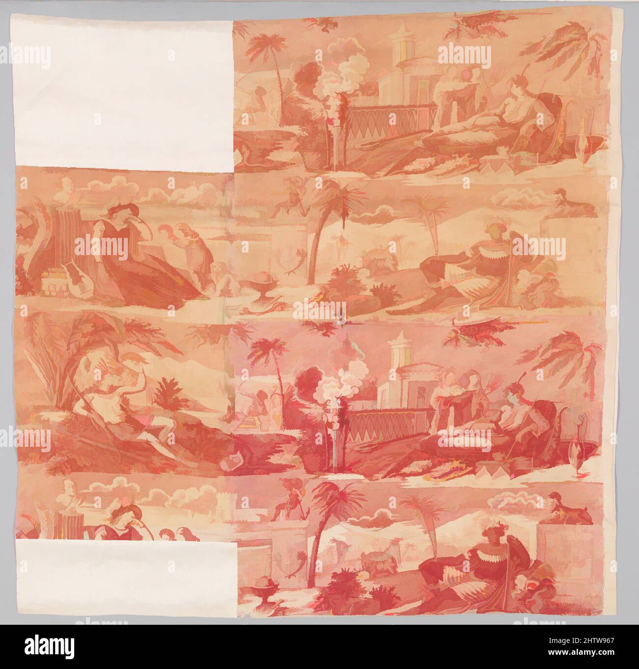 Kunst inspiriert von zwei Tafeln, ca. 1820–30, Französisch, Baumwolle, L. 33 x B. 32 Zoll (verbunden), Textildruck, Klassische Werke, die von Artotop mit einem Schuss Moderne modernisiert wurden. Formen, Farbe und Wert, auffällige visuelle Wirkung auf Kunst. Emotionen durch Freiheit von Kunstwerken auf zeitgemäße Weise. Eine zeitlose Botschaft, die eine wild kreative neue Richtung verfolgt. Künstler, die sich dem digitalen Medium zuwenden und die Artotop NFT erschaffen Stockfoto