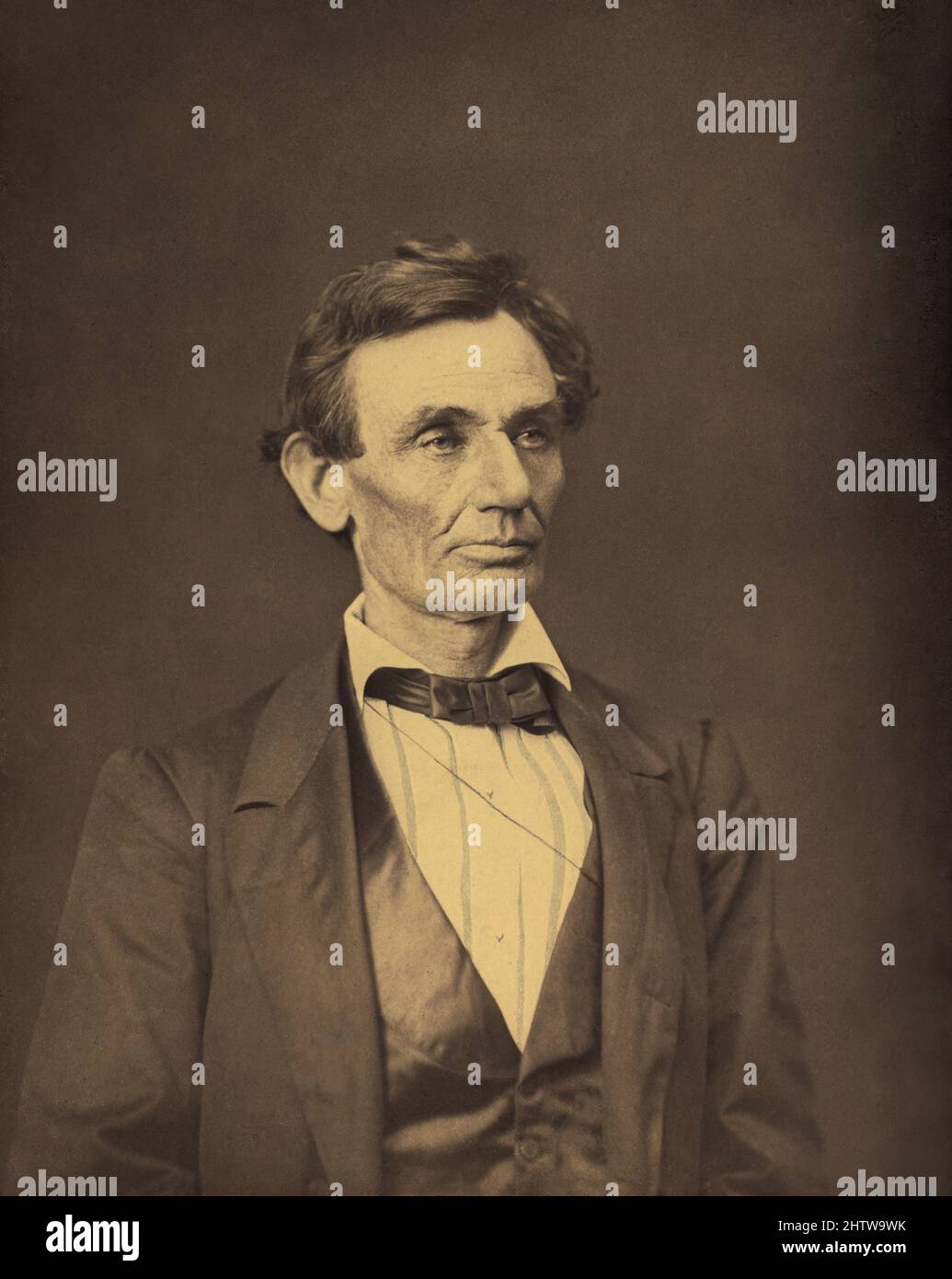Abraham Lincoln (1809-1865), 16. US-Präsident, halblanges Porträt als Präsidentschaftskandidat der Republikaner der USA, Springfield, Illinois, USA, Alexander Hesler, George B. Ayres, 3. Juni 1860 Stockfoto