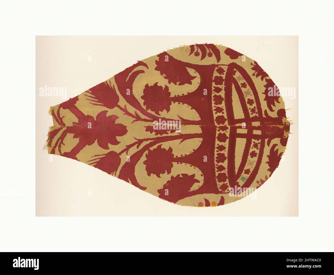 Kunst inspiriert von Fragment, 17. Jahrhundert, Italienisch, Seide, Metallfaden, Insgesamt: 21 1/2 x 14 3/8 Zoll (54,6 x 36,5 cm), Textilien-Velvets, Klassisches Werk, das von Artotop mit einem Schuss Moderne modernisiert wurde. Formen, Farbe und Wert, auffällige visuelle Wirkung auf Kunst. Emotionen durch Freiheit von Kunstwerken auf zeitgemäße Weise. Eine zeitlose Botschaft, die eine wild kreative neue Richtung verfolgt. Künstler, die sich dem digitalen Medium zuwenden und die Artotop NFT erschaffen Stockfoto