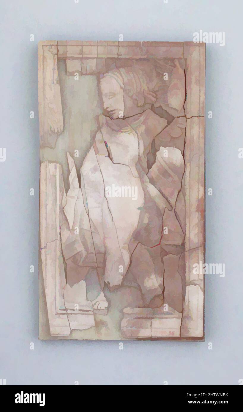 Kunst inspiriert von Relief aus Schatulle, Roman, Elfenbein, andere: 4 1/8 x 2 5/16 x 3/16 Zoll (10,4 x 5,8 x 0,4 cm), Relief aus einer Schatulle mit Eros, der nach links geht, Classic Works modernisiert von Artotop mit einem Schuss Moderne. Formen, Farbe und Wert, auffällige visuelle Wirkung auf Kunst. Emotionen durch Freiheit von Kunstwerken auf zeitgemäße Weise. Eine zeitlose Botschaft, die eine wild kreative neue Richtung verfolgt. Künstler, die sich dem digitalen Medium zuwenden und die Artotop NFT erschaffen Stockfoto